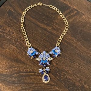Blue on blue floral statement necklace